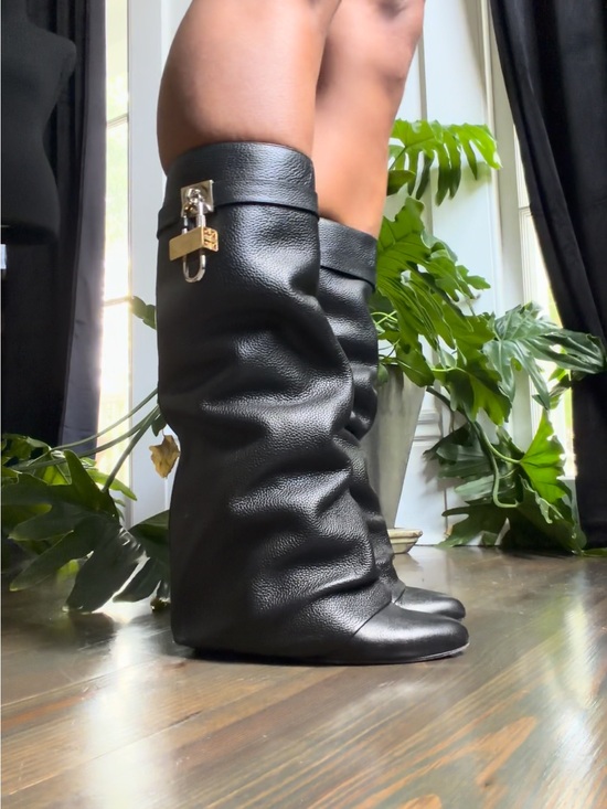 Givenchy Shoes - SHARK LOCK PANT BOOTS IN GRAINED LEATHER 41